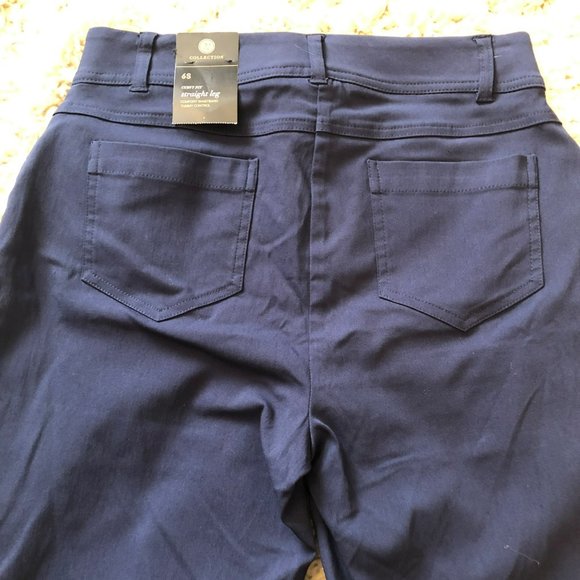 JM Collection Womens Sz 6S Studded Pull On Tummy Control Pants Navy Curvy Fit St - Picture 4 of 9